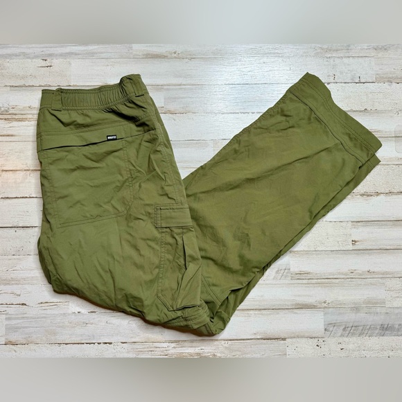 REI Men’s Cargo Green Hiking Baggy Nylon Pants Side Pockets 36x32 Convertible - Picture 1 of 10